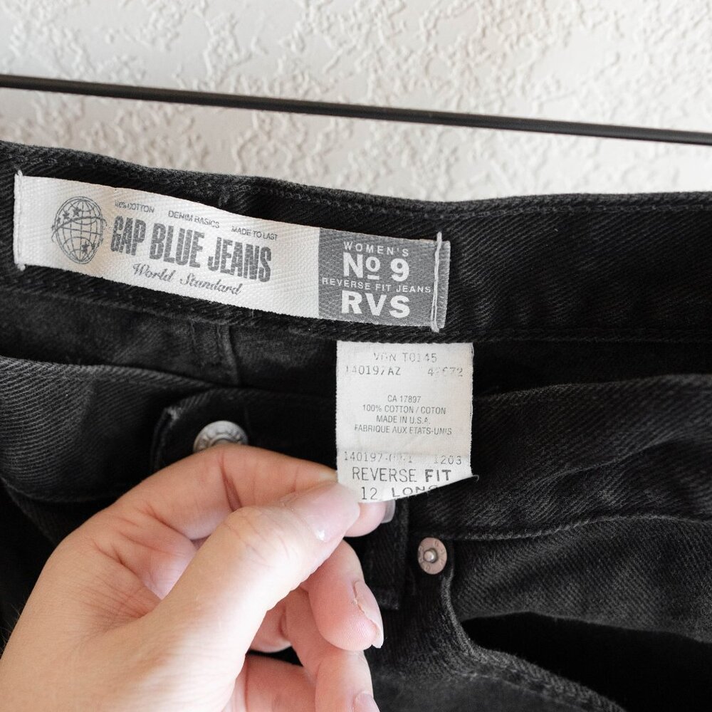 Vintage 90s GAP Black Reverse Fit Jeans | Women’s Size 12L High Rise Made in USA - Picture 9 of 9